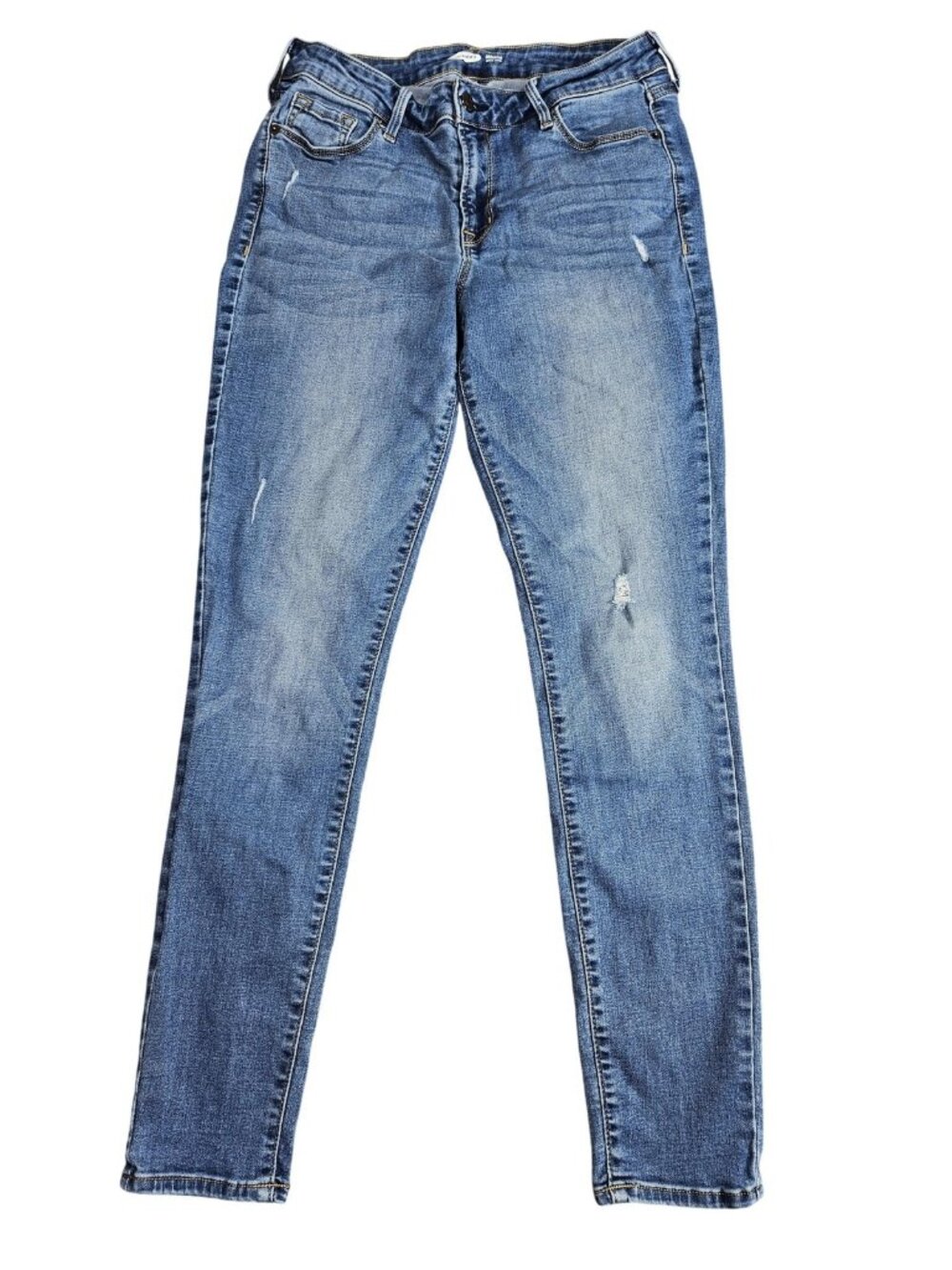 Old Navy Rockstar Super Skinny Jeans Womens 10 Long Blue‎ Med Wash Distressed